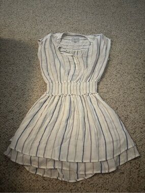 Rails Cream Button-Up Shirt with Blue & Mauve Stripes